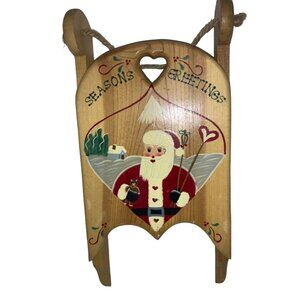 Christmas Wood Sled Holiday Decoration Wall Decor